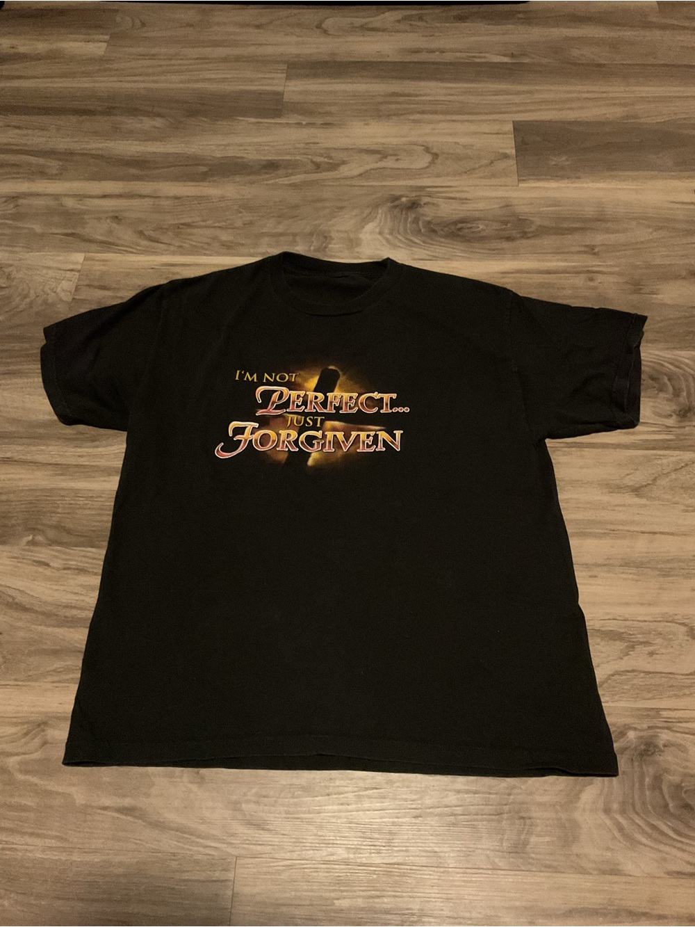 Men's Black Graphic Tee - "I'm Not Perfect... Just Forgiven"